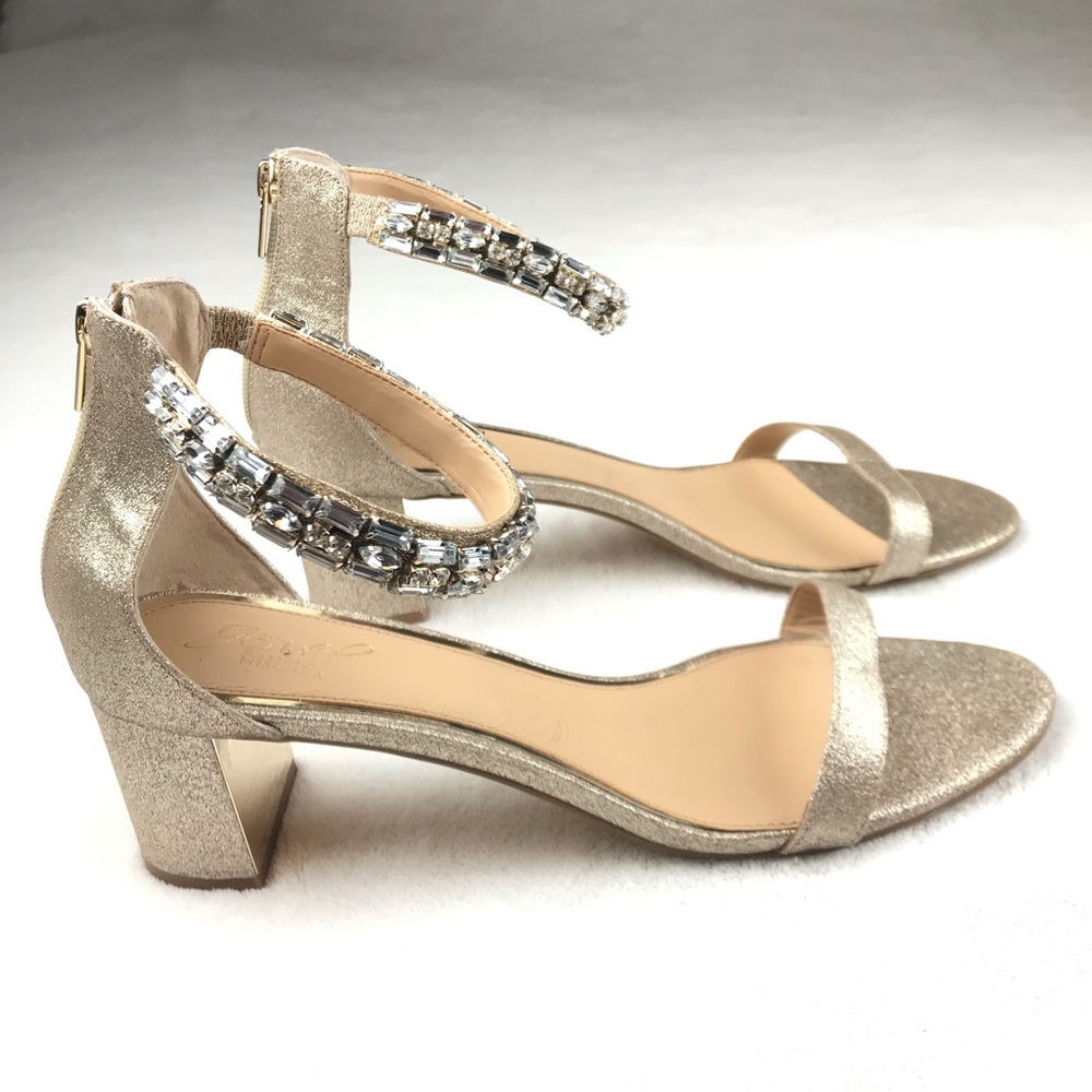Badgley Mischka gold sparkling sandals